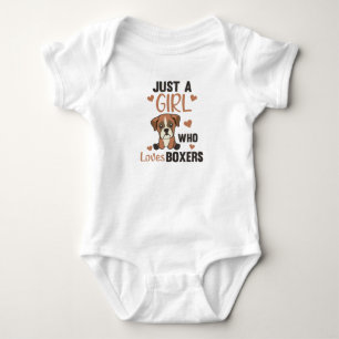 Just A Girl who loves Boxer Kawaii Dogs Baby Bodysuit
