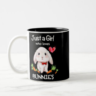 Just a Girl Who Loves Bunnies Bunnies Rabbit Lover Two-Tone Coffee Mug