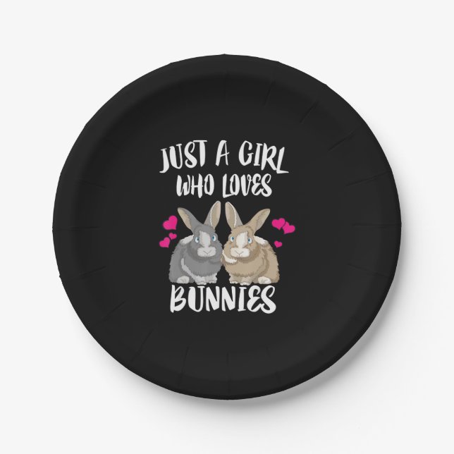 Just A Girl Who Loves Bunnies | Bunny Lover Paper Plate (Front)