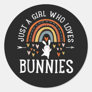 Just A Girl Who Loves Bunnies Rainbow Classic Round Sticker