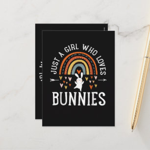 Just A Girl Who Loves Bunnies Rainbow Holiday Postcard