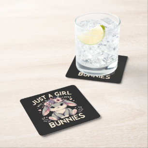 Just A Girl Who Loves Bunnies Square Paper Coaster