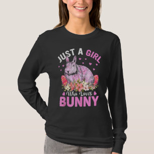 Just A Girl Who Loves Bunny Eggs Floral Flowers Ea T-Shirt