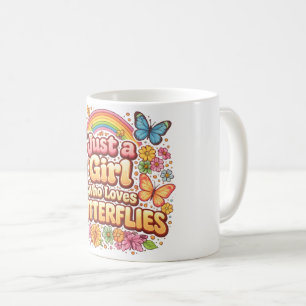 Just a Girl Who Loves Butterflies – Cute Floral  Coffee Mug