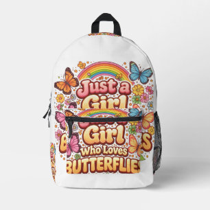 Just a Girl Who Loves Butterflies – Cute Floral  Printed Backpack