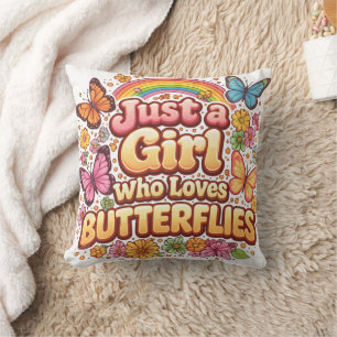 Just a Girl Who Loves Butterflies – Cute Floral  Throw Pillow
