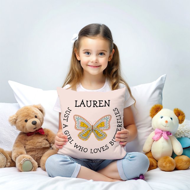 Just a girl who loves butterflies  throw pillow (Creator Uploaded)