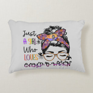Just a Girl Who Loves Camp-o-ween – Halloween Camp Accent Pillow