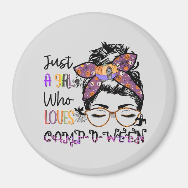 Just a Girl Who Loves Camp-o-ween – Halloween Camp Magnet (Front)