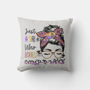 Just a Girl Who Loves Camp-o-ween – Halloween Camp Throw Pillow