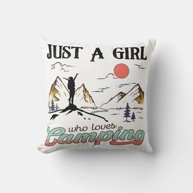 Just A Girl Who Loves Camping Throw Pillow (Front)