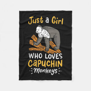 Just A Girl Who Loves Capuchin Monkeys Fleece Blanket