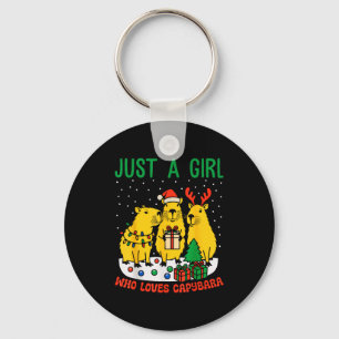 Just A Girl Who Loves Capybara Christmas Cute Capy Keychain