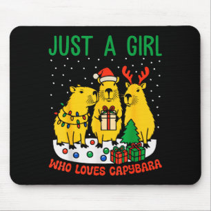 Just A Girl Who Loves Capybara Christmas Cute Capy Mouse Pad