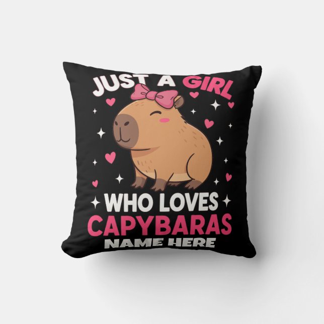 Just a Girl Who Loves Capybaras Throw Pillow (Front)