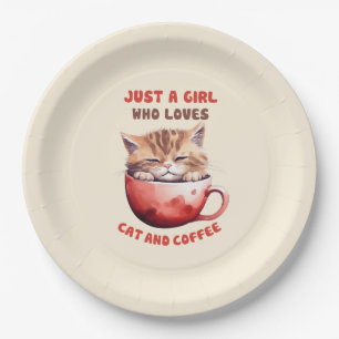 Just a Girl Who Loves Cats and Coffee (2) Paper Plate