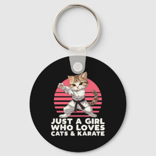Just A Girl Who Loves Cats And Karate. Funny Karat Keychain