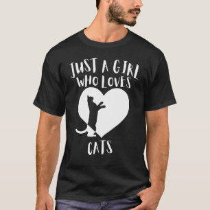 Just A Girl Who Loves Cats Black Cat Cute White He T-Shirt