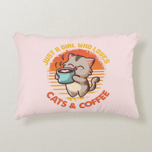Just A Girl Who Loves Cats & Coffee Accent Pillow