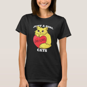 Just A Girl Who Loves Cats Cute Cat For Women Gir T-Shirt