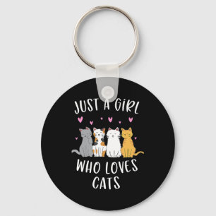 Just A Girl Who Loves Cats Cute Cat Lover  Keychain