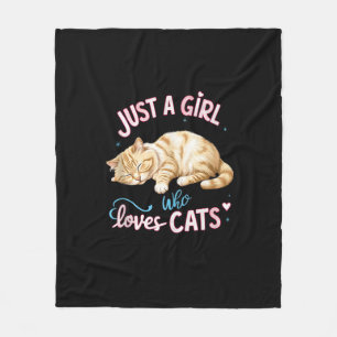 Just A Girl Who Loves Cats Cute Kitty Lover Kid To Fleece Blanket