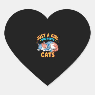 Just A Girl Who Loves Cats Cute Kitty Lover Kid To Heart Sticker