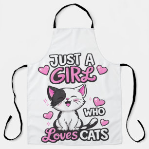 Just a Girl Who Loves Cats Cute Withe Apron