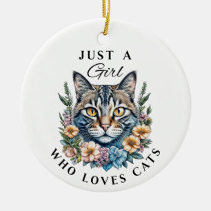 Just a Girl Who Loves Cats Personalized Ceramic Ornament