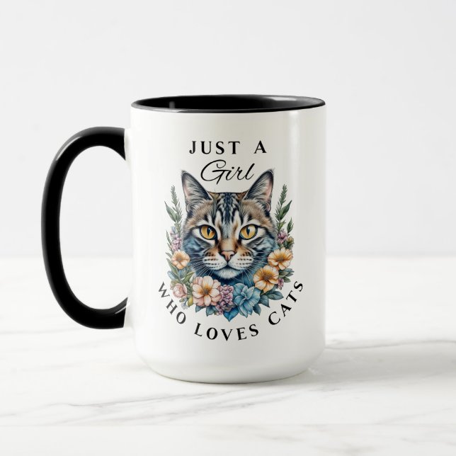 Just a Girl Who Loves Cats Personalized Mug (Left)
