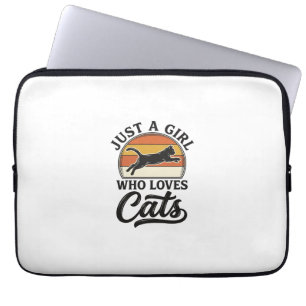 Just a Girl Who Loves Cats Retro Vintage Cat Desig Laptop Sleeve