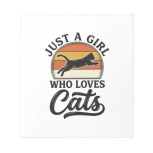 Just a Girl Who Loves Cats Retro Vintage Cat Desig Notepad