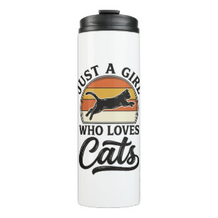 Just a Girl Who Loves Cats Retro Vintage Cat Desig Thermal Tumbler