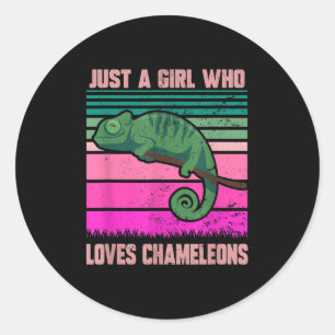 Just A Girl Who Loves Chameleons Funny Quote Lizar Classic Round Sticker