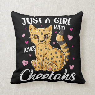 just a girl who loves cheetahs cheetah gift throw pillow