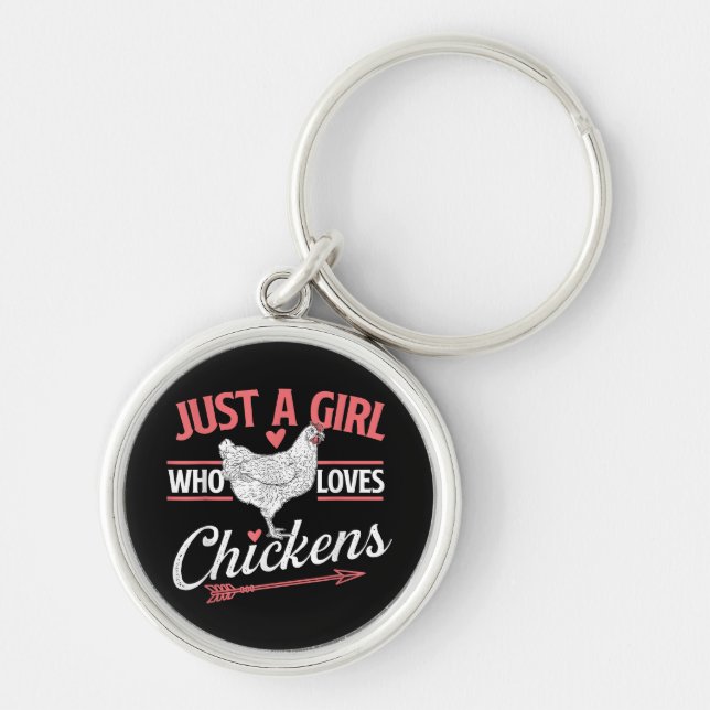 Just A Girl Who Loves Chickens - Chicken Lover Pou Keychain (Front)