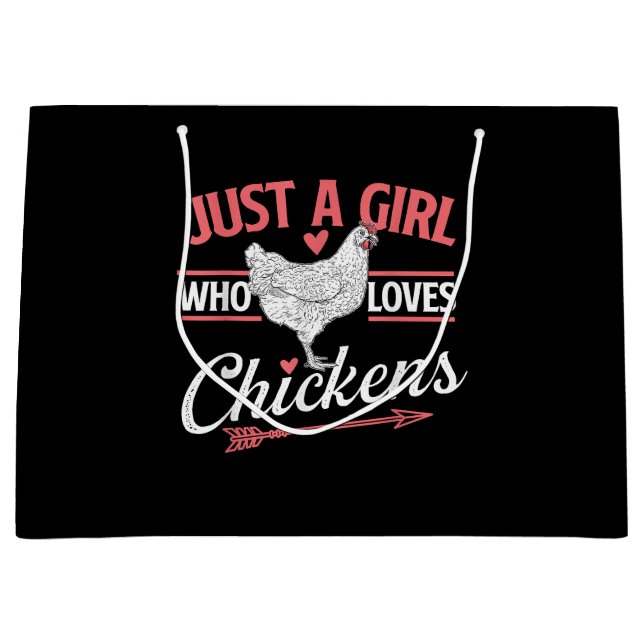 Just A Girl Who Loves Chickens - Chicken Lover Pou Large Gift Bag (Front)