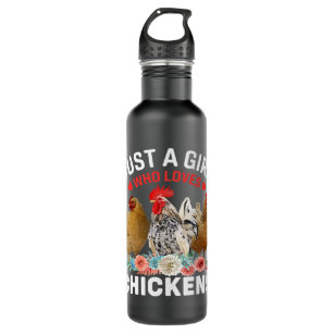 Just a Girl Who Loves Chickens Cute Chicken Flower 710 Ml Water Bottle