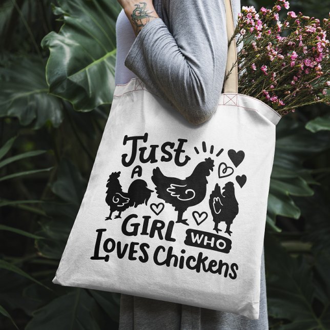 "Just a girl who loves chickens" funny tote bag (Creator Uploaded)