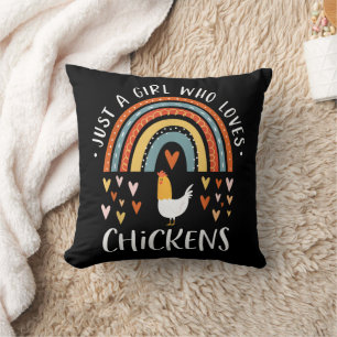 Just A Girl Who Loves Chickens Rainbow Gifts Poult Throw Pillow