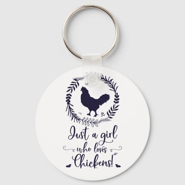 Just A Girl Who Loves Chickens Silhouette Keychain (Front)