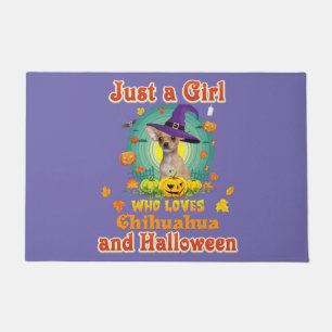 just a girl who loves chihuahua dog and halloween doormat