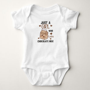 Just A Girl who loves Chocolate Milk Kawaii Baby Bodysuit