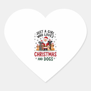 Just A Girl Who Loves Christmas And Dogs Holiday X Heart Sticker