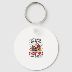 Just A Girl Who Loves Christmas And Dogs Holiday X Keychain