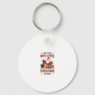 Just A Girl Who Loves Christmas And Dogs Holiday X Keychain