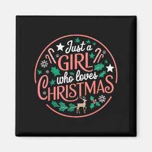 Just A Girl Who Loves Christmas Candy Cane Xmas Pa Magnet