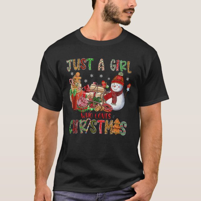 Just A Girl Who Loves Christmas Coffee Gingerbread T-Shirt (Front)