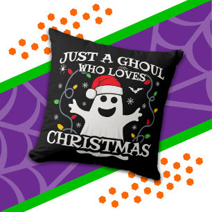Just A Girl Who Loves Christmas Funny Halloween Throw Pillow