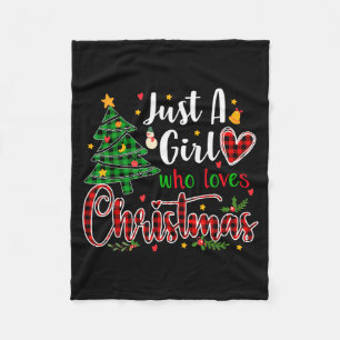 Just A Girl Who Loves Christmas Funny Xmas Pajama  Fleece Blanket